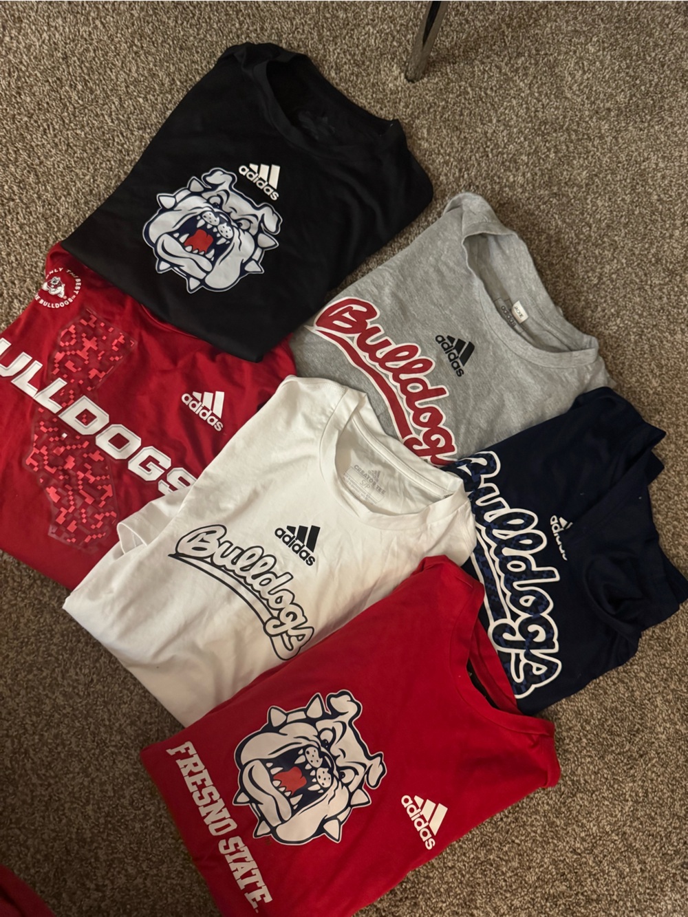 BUNDLE Fresno State Bulldogs Adidas Dri Fit 4 short sleeves 2 long sleeves